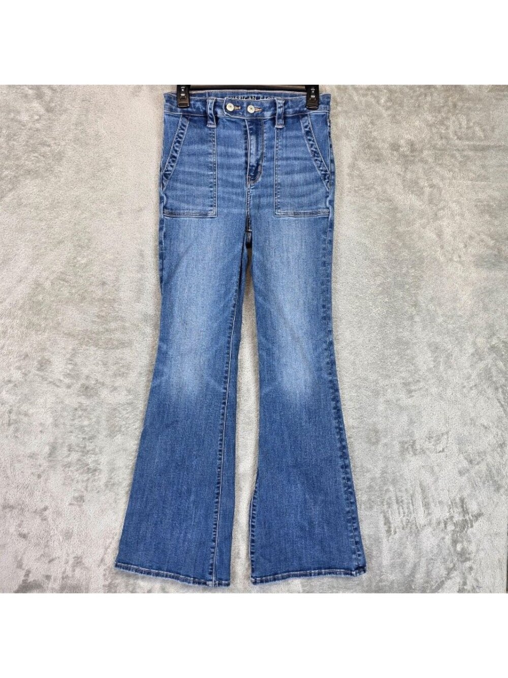 American Eagle Outfitters Super Hi-Rise Flare Jeans Womens 4 Blue Wash Stretch